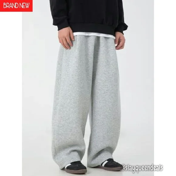 Men's Baggy Sweatpants Wide Leg Loose Jogger Elastic Waist Drawstring